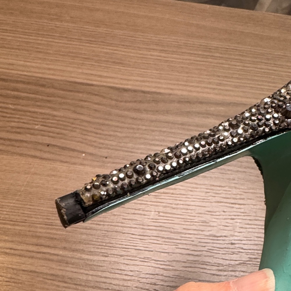 Betsey Johnson Black Strappy Rhinestone Heels - Picture 10 of 11